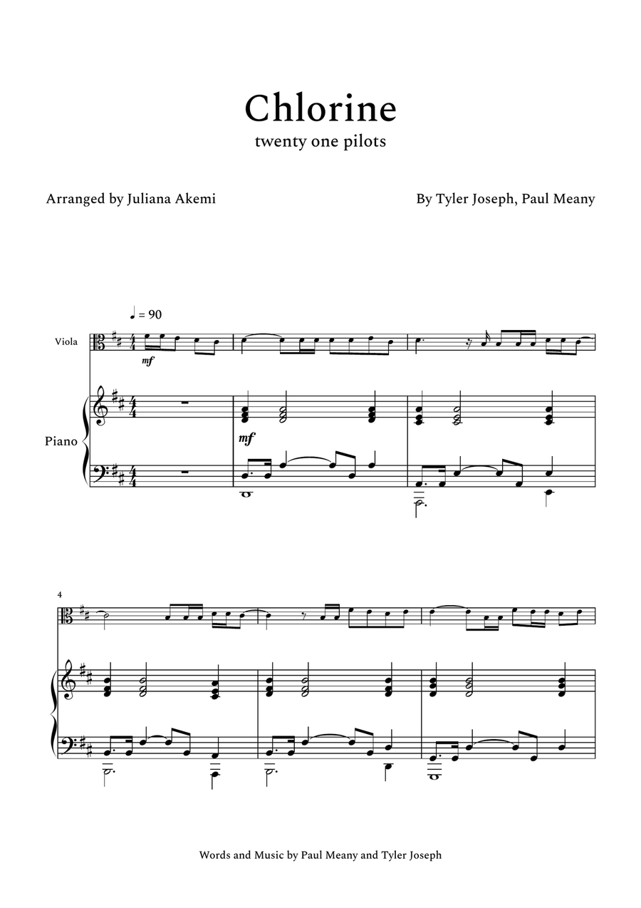 Chlorine Viola scores gallery preview page 1
