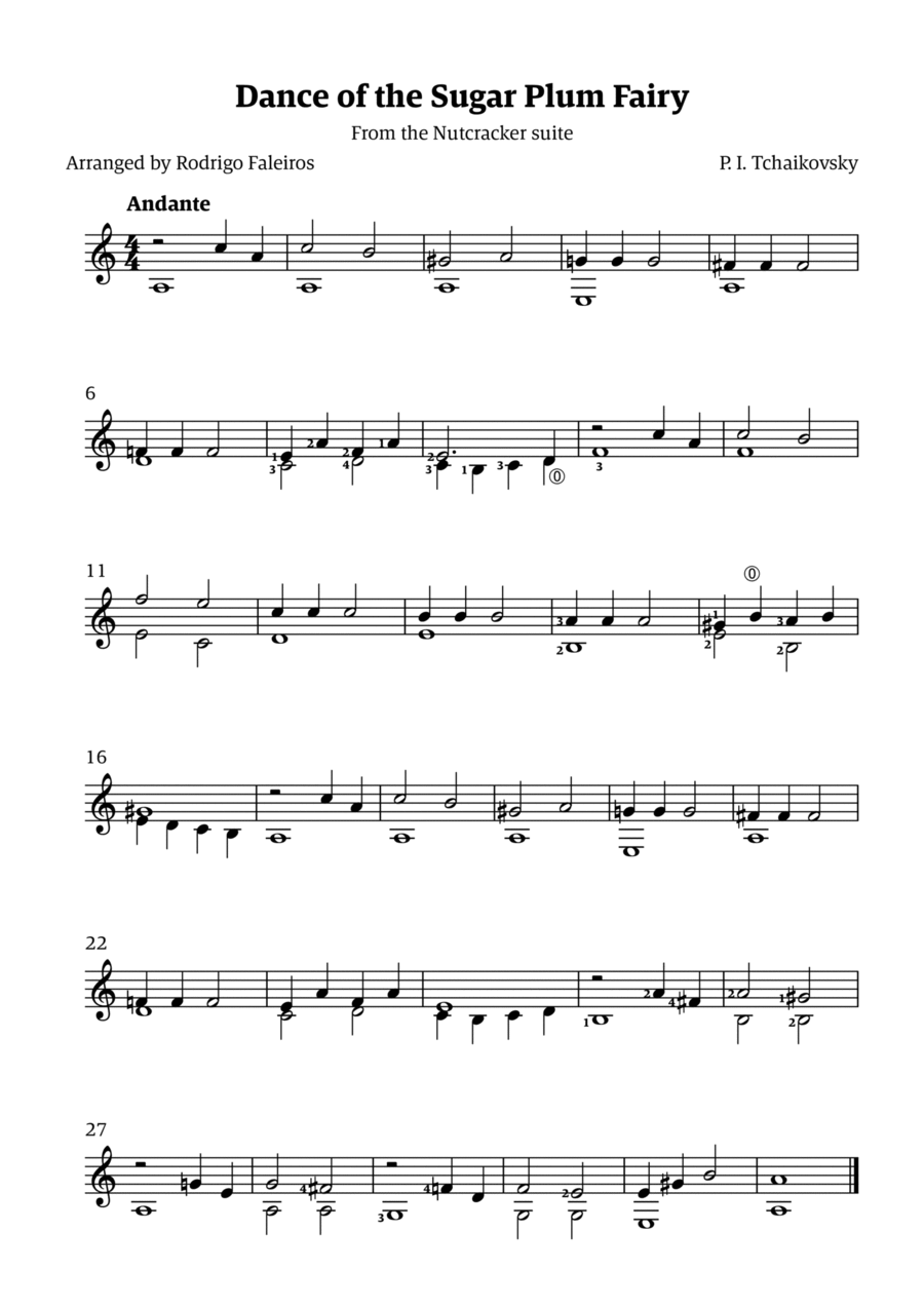 Sugar Plum Fairy theme Classical Guitar scores gallery preview page 1