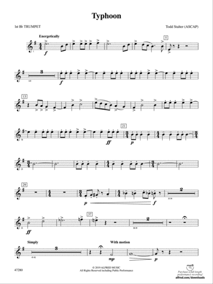 Typhoon: 1st B-flat Trumpet Concert Band scores gallery preview page 1