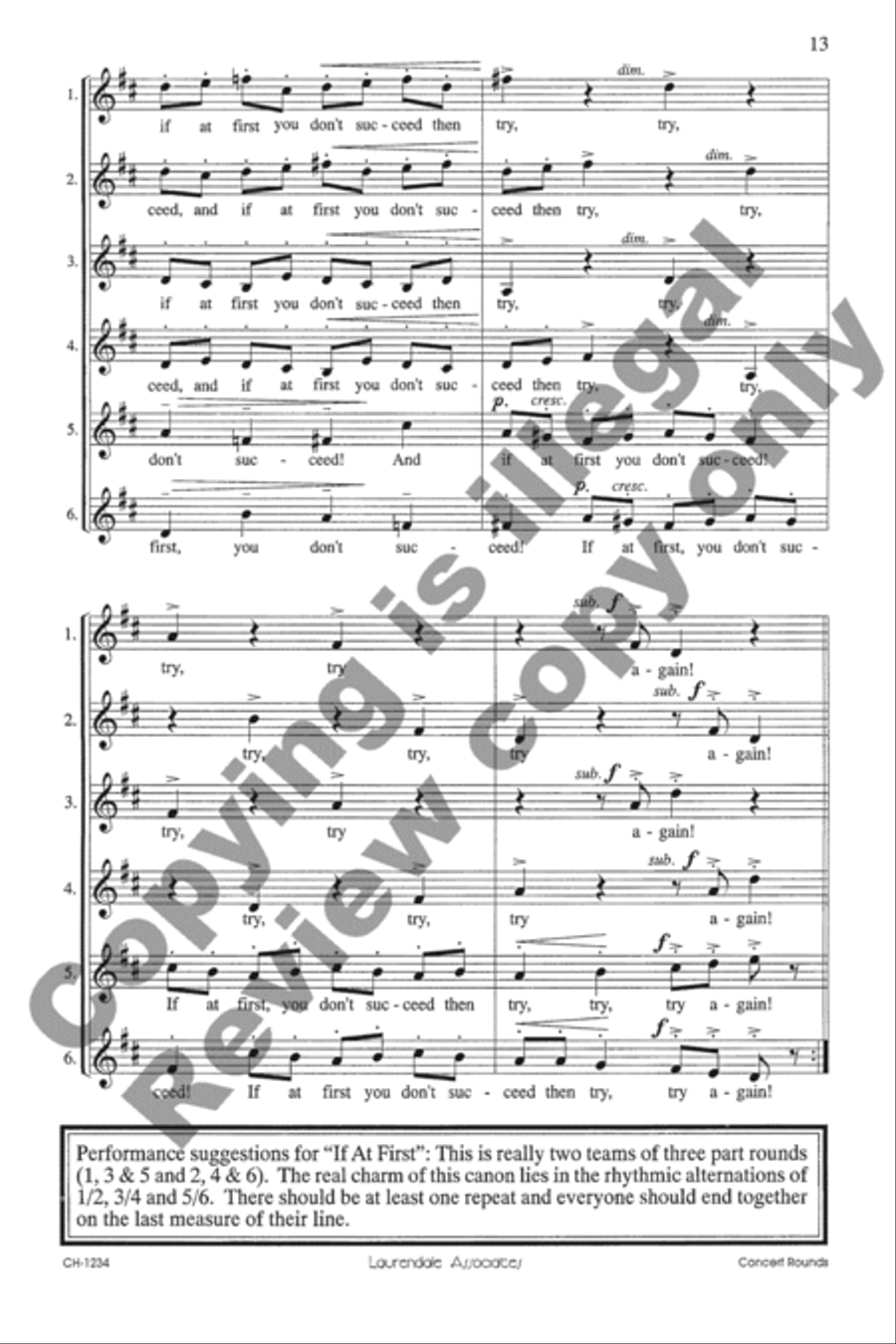 Concert Rounds on Old Sayings Unison Choir scores gallery preview page 13
