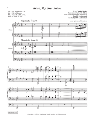 Arise, My Soul, Arise--Piano/Organ Duet edition