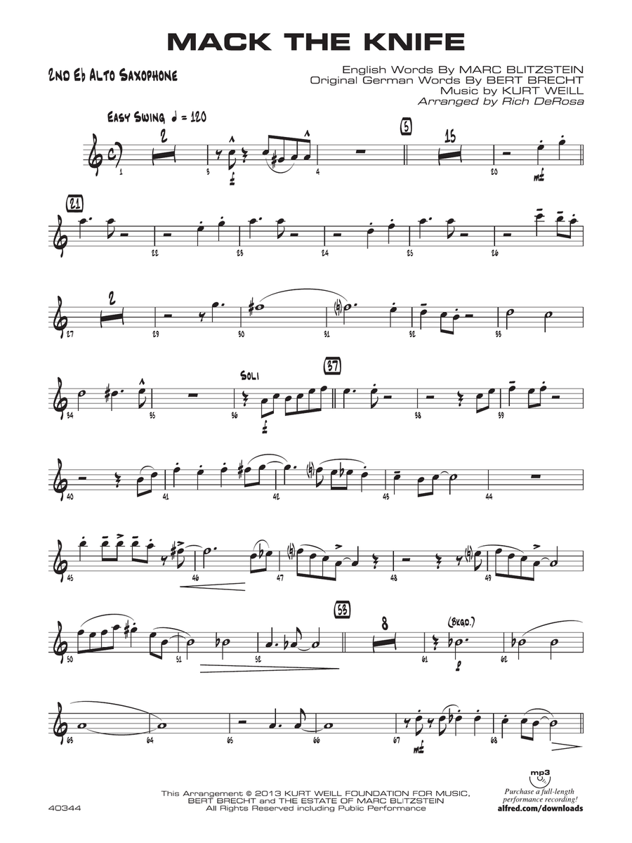 Mack the Knife: 2nd E-flat Alto Saxophone