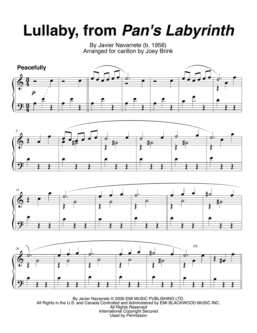 Pan's Labyrinth Lullaby Part scores gallery preview page 1