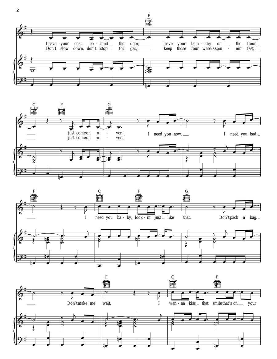 Come On Over Come On Over Piano, Vocal, Guitar scores gallery preview page 2