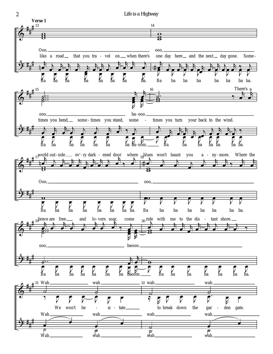 Life Is A Highway SSAA scores gallery preview page 2