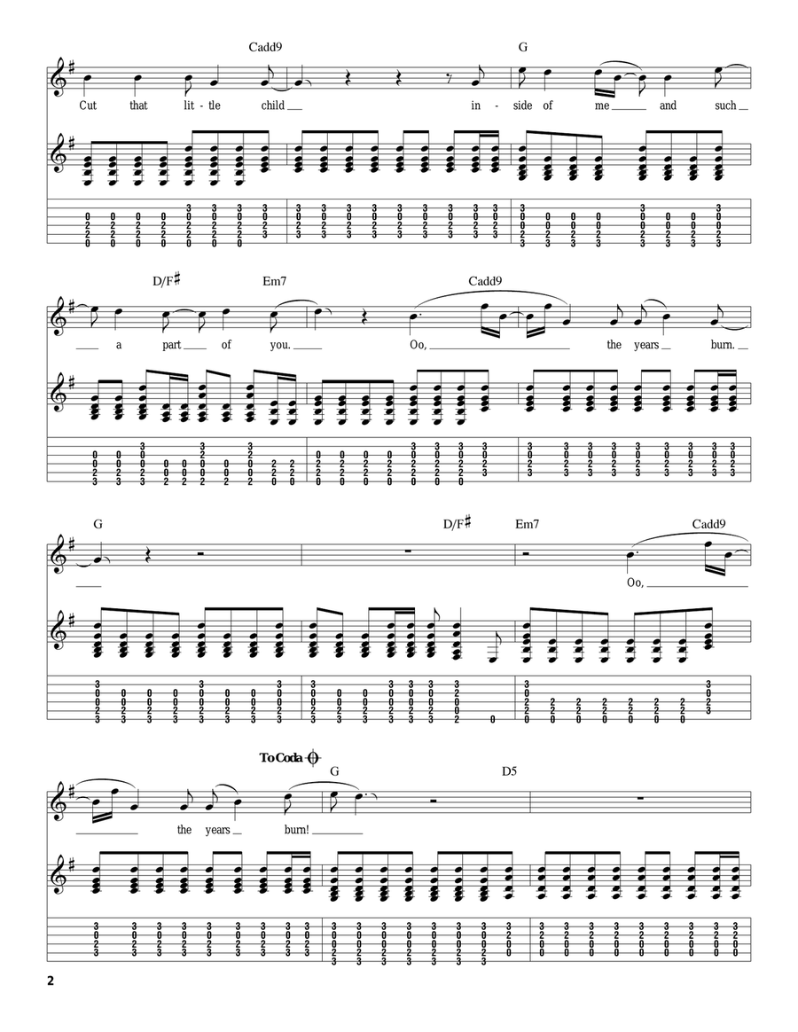 Disarm Guitar Tablature scores gallery preview page 2