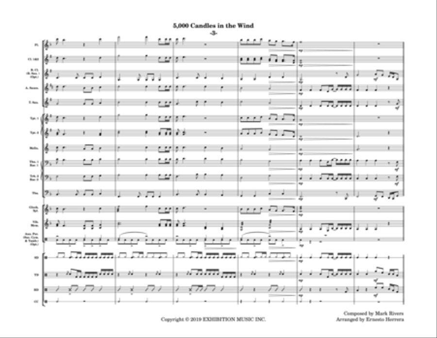 5,000 Candles In The Wind Marching Band scores gallery preview page 3