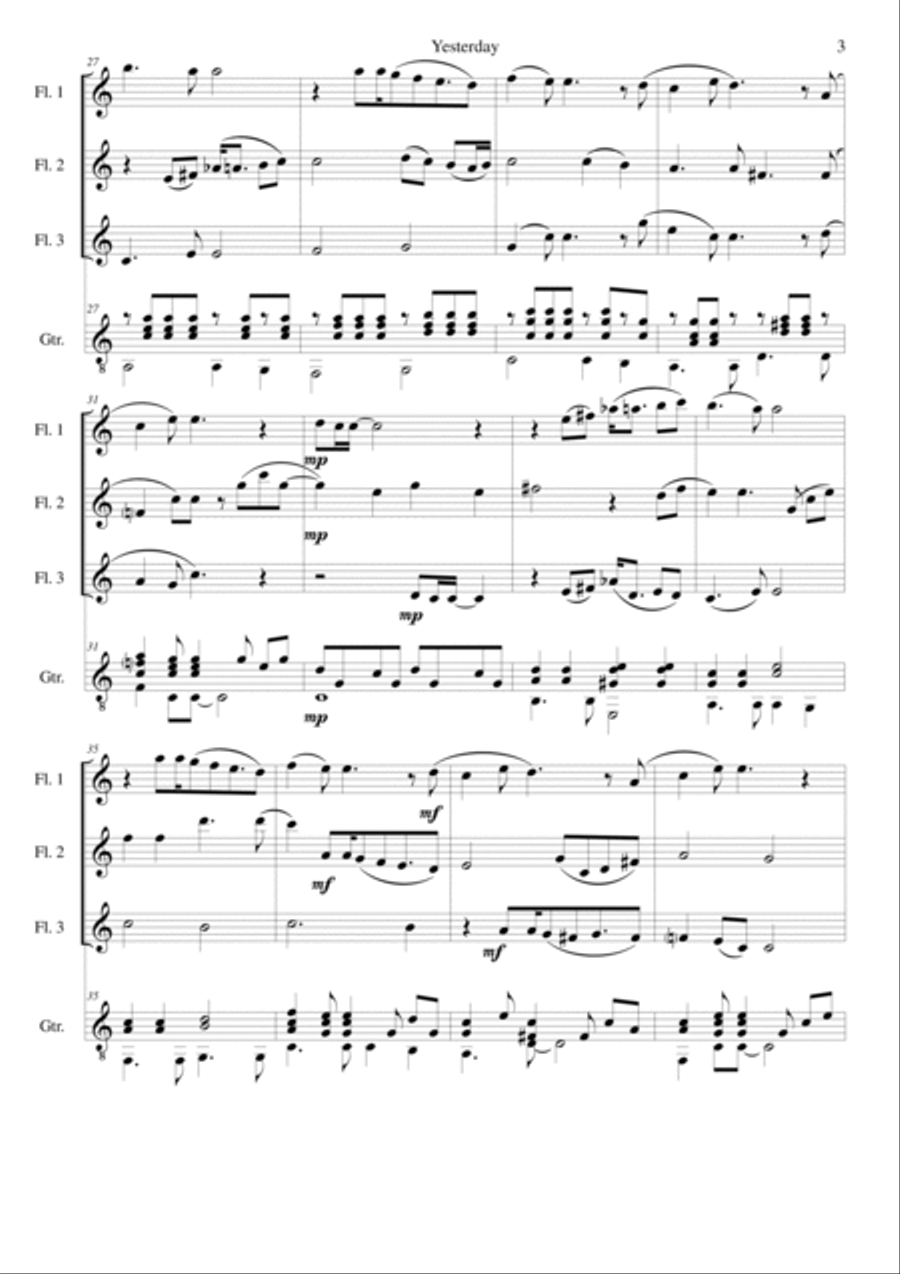Yesterday Flute scores gallery preview page 3