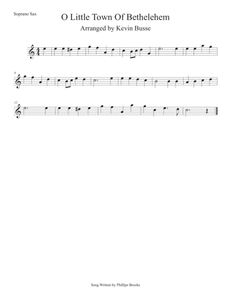 O Little Town Of Bethlehem (Easy key of C) Soprano Sax image number null