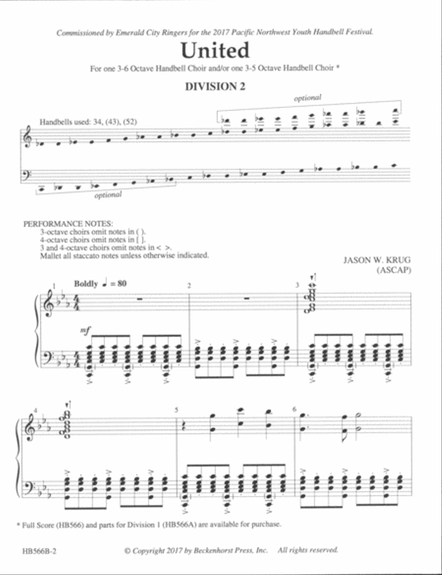 United - 3-5 octave handbell part Divisi scores gallery preview page 2