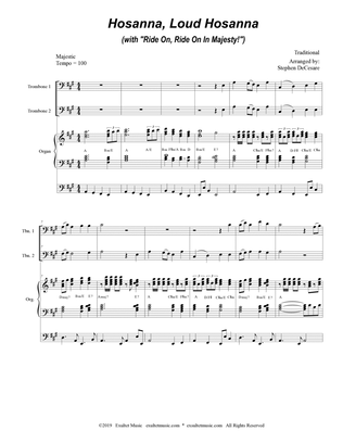 Hosanna, Loud Hosanna (with "Ride On, Ride On In Majesty!") (Trombone Duet - Organ accompaniment)