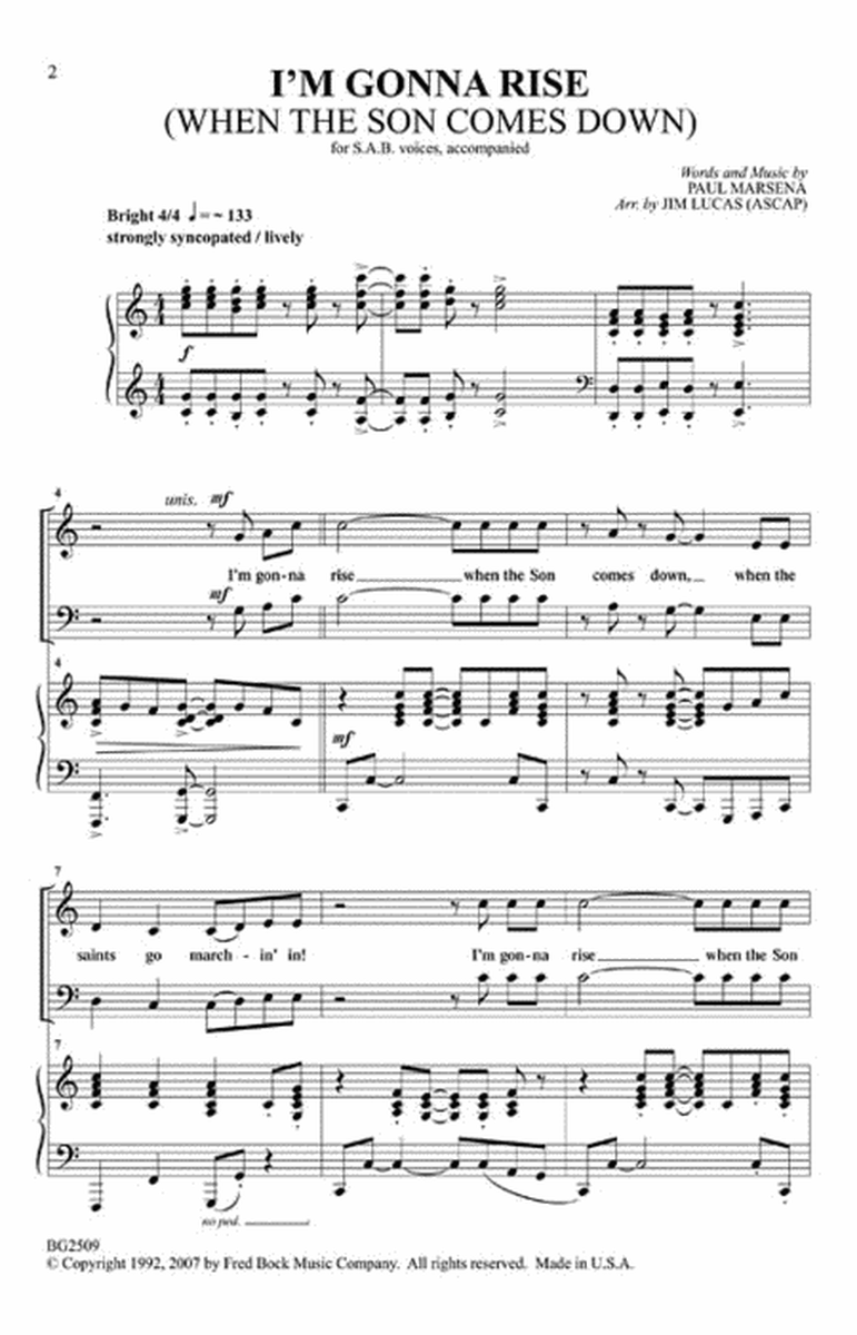 I'm Gonna Rise-satb/pn image number null