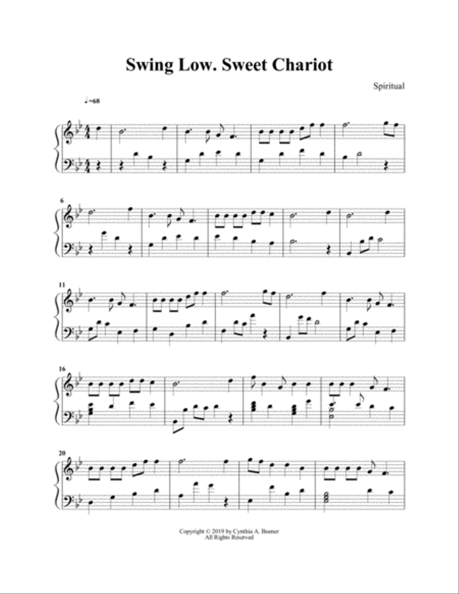 Swing Low, Sweet Chariot Harp scores gallery preview page 1