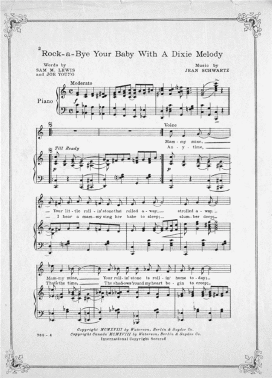 Rock-a-Bye Your Baby With a Dixie Melody Voice scores gallery preview page 2