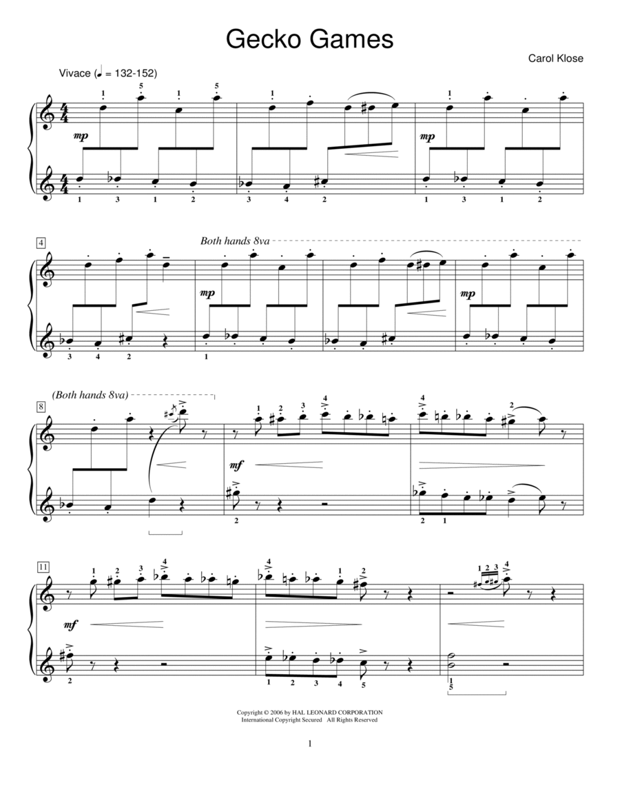 Gecko Games Gecko Games Piano Method scores gallery preview page 1