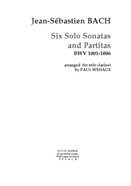 Solo Sonata/Partitas (violin) BWV 1001-1006