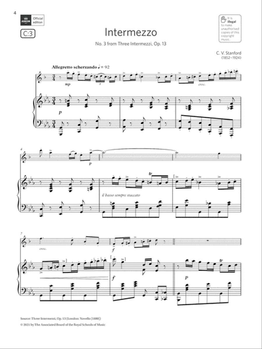Intermezzo (from Three Intermezzi) (Grade 7 List C3 from the ABRSM Clarinet syllabus from 2022) Clarinet Solo scores gallery preview page 3