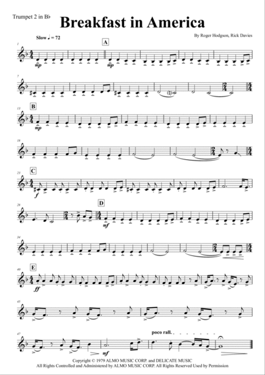 Breakfast In America Euphonium scores gallery preview page 6