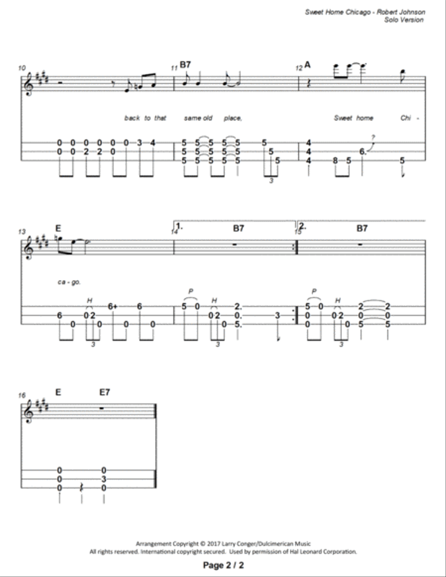 Sweet Home Chicago Dulcimer scores gallery preview page 3