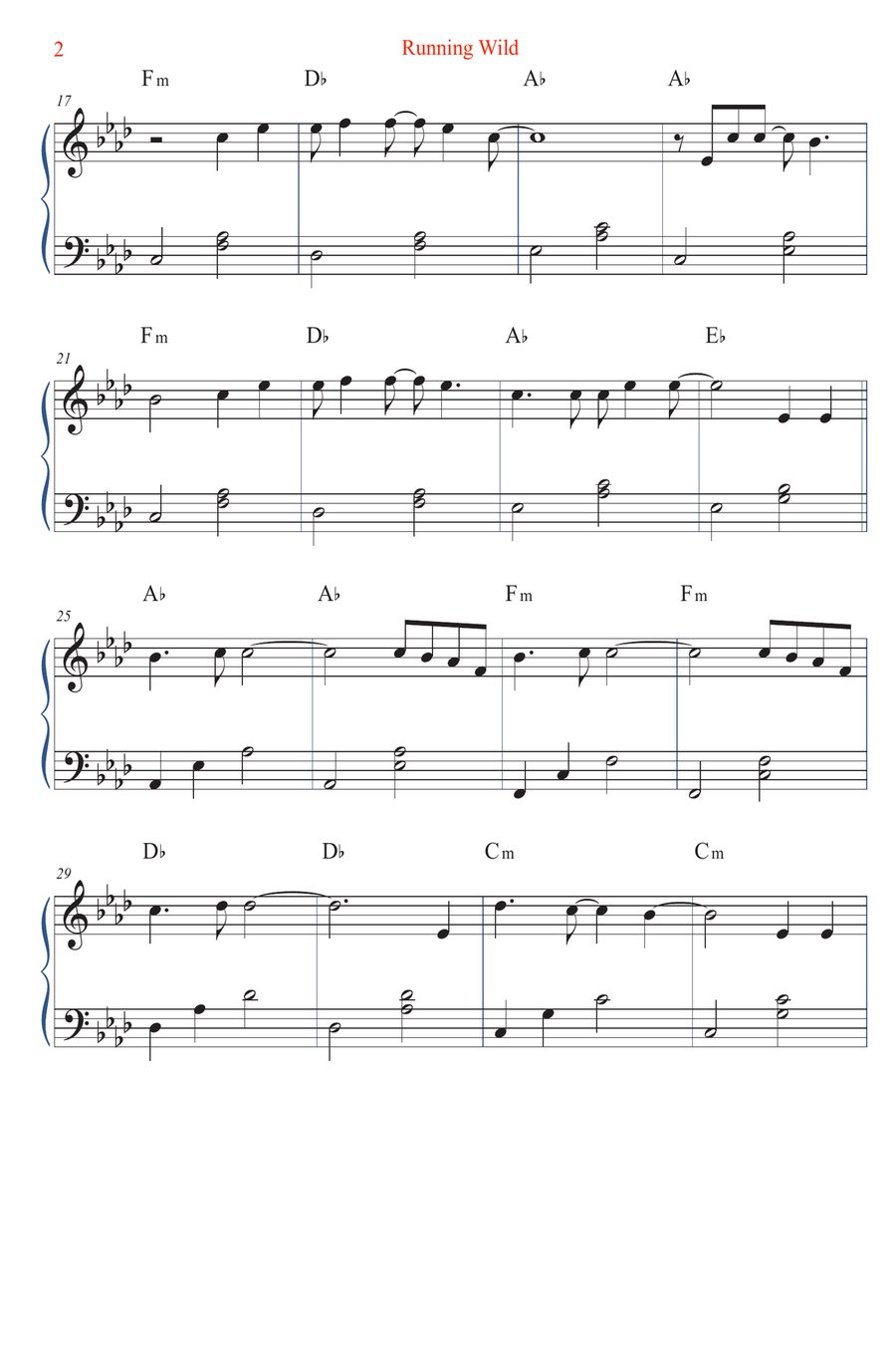 Running Wild Easy Piano scores gallery preview page 2