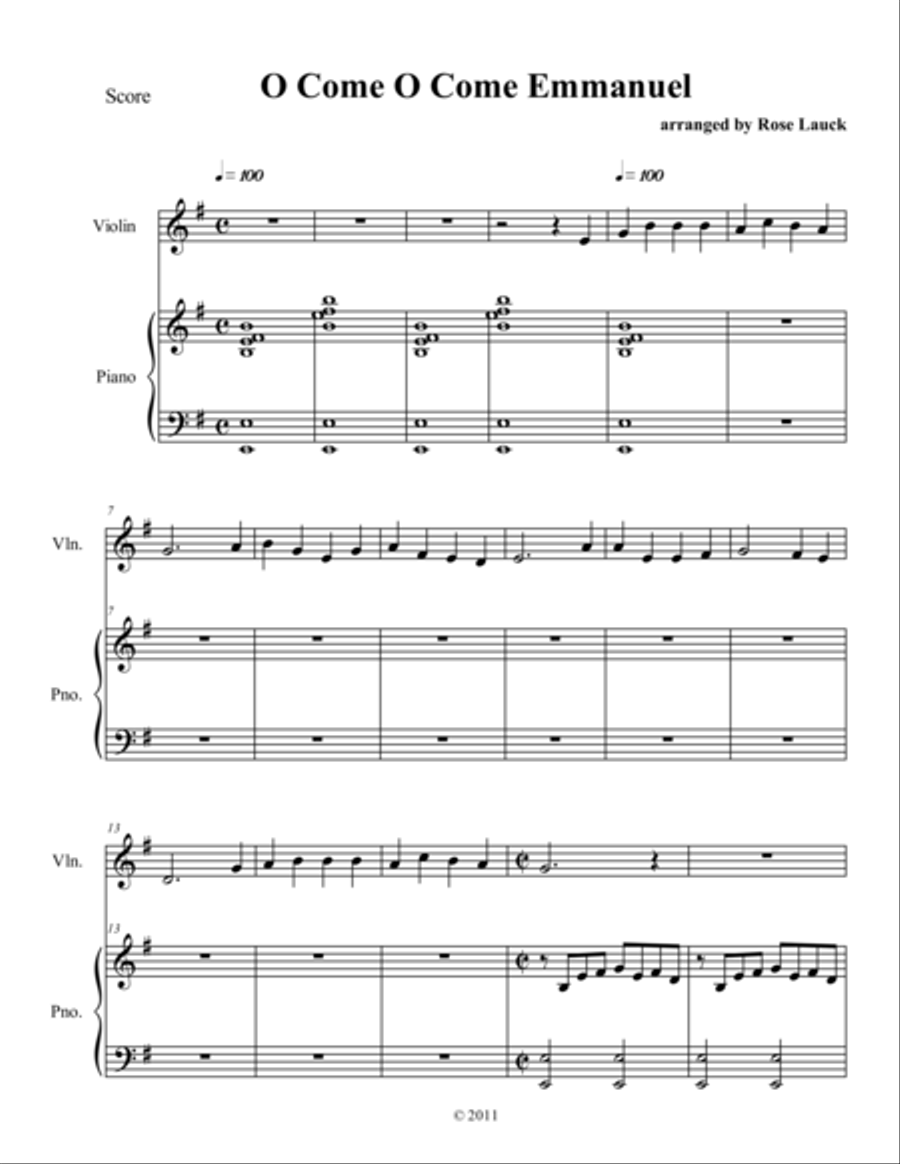 o Come. o Come Emanuel Violin Solo scores gallery preview page 1