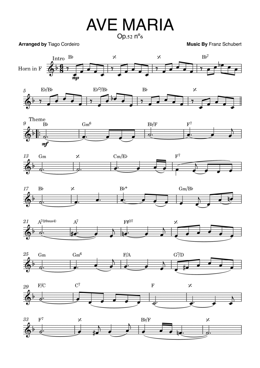 Ave Maria Op.52 nº6 Ave Maria Op.52 nº6 Horn Solo scores gallery preview page 1