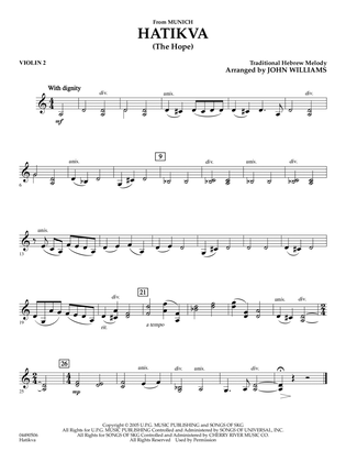 Hatikva (from Munich) (arr. John Williams) - Violin 2