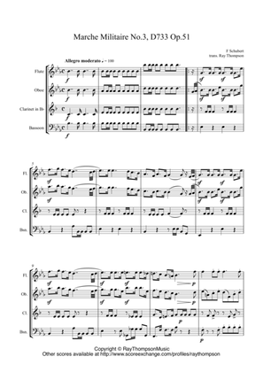 Schubert: Marche Militaire No.3 in Eb, D733 Op.51 -. wind quartet