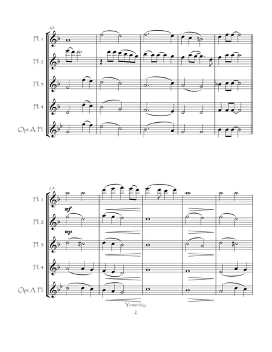 Yesterday Yesterday Flute Quartet scores gallery preview page 5