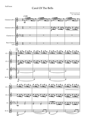 Carol Of The Bells (Mykola Leontovych) for Clarinet Quartet