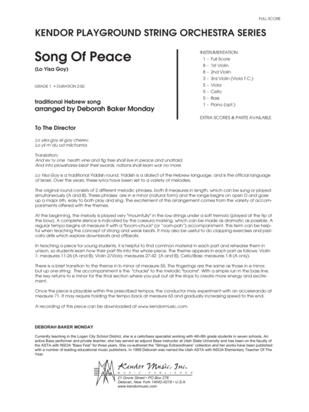 Song Of Peace (Lo Yisa Goy) - Full Score