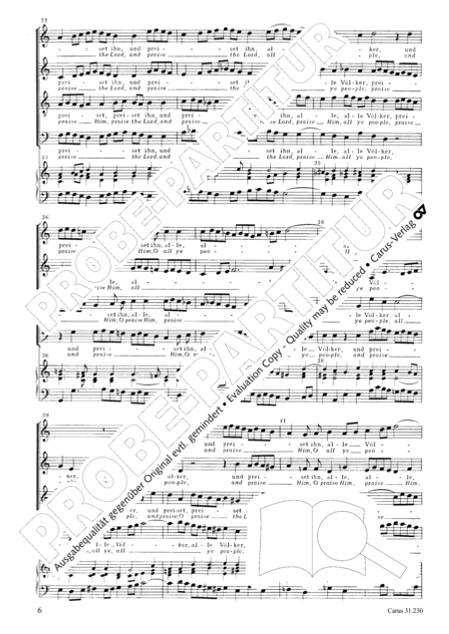 Praise ye the Lord, all ye nations (Lobet den Herrn, alle Heiden) 4-Part scores gallery preview page 7