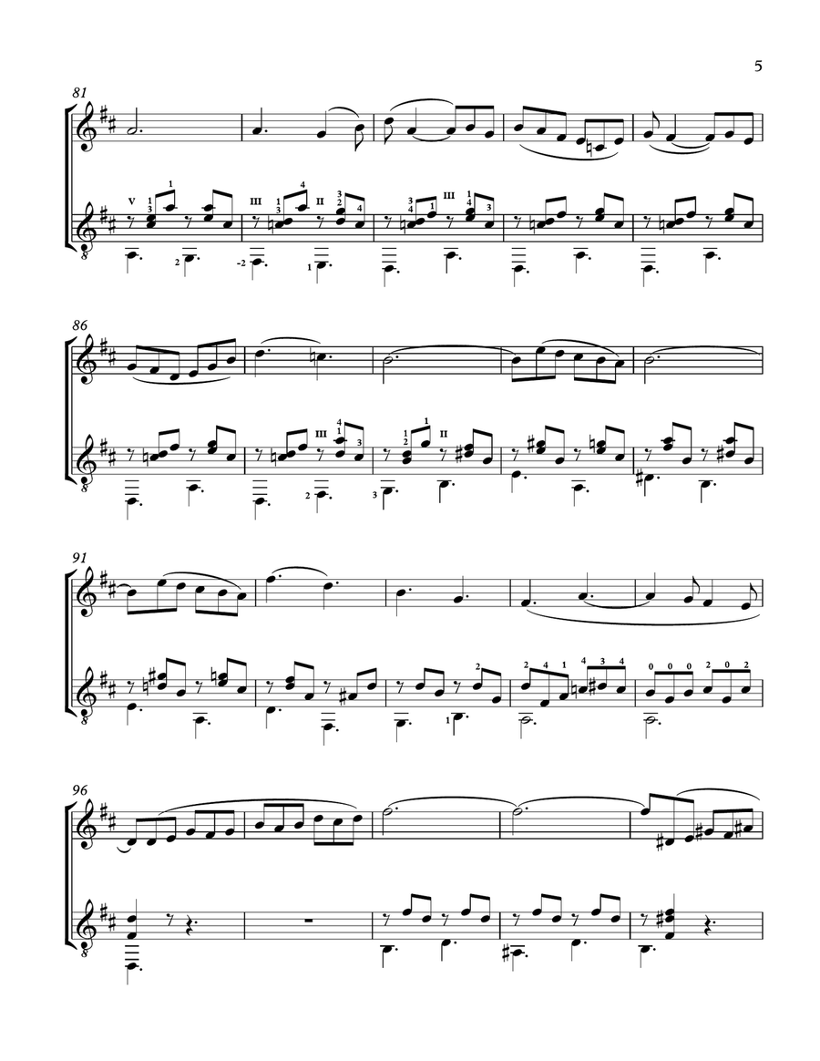 Berceuse (Violin and Guitar) - Score and Parts Berceuse (Violin and Guitar) - Score and Parts String Duet scores gallery preview page 5