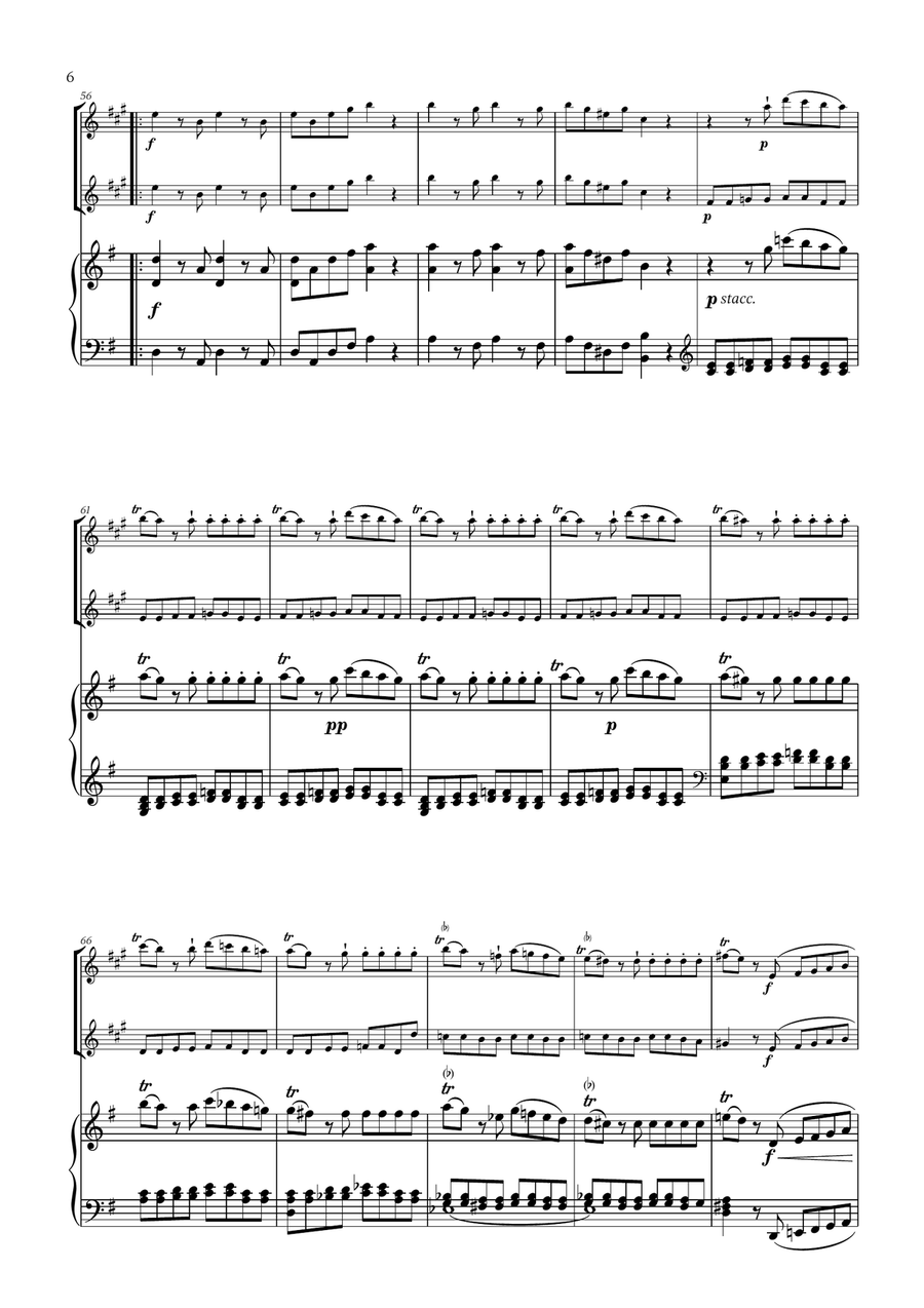 W. A. Mozart - Eine Kleine Nachtmusik (for Soprano Saxophone Duet and Piano) Woodwind Duet scores gallery preview page 6