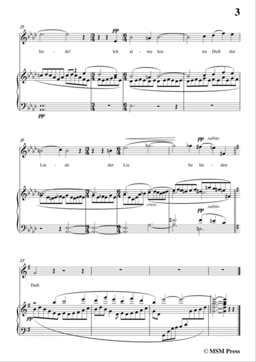 Mahler-Ich atmet' einen linden Duft in G Major,for Voice and Piano Voice Solo scores gallery preview page 5