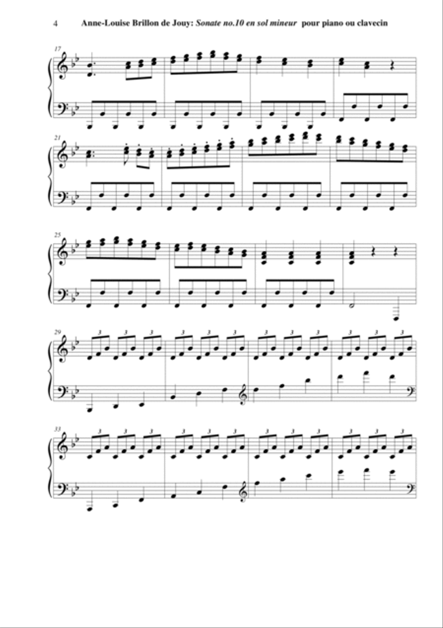 Anne-Louise Brillon de Jouy: Sonata no. 10 in g minor for piano or harpsichord Harpsichord scores gallery preview page 4