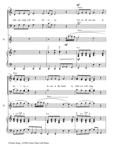 PRAISE SONG (SATB Choir, Flute with Piano) image number null