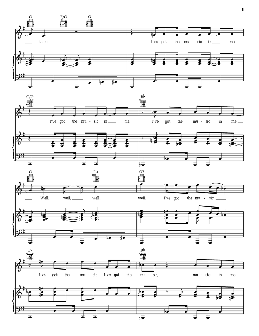 I've Got The Music In Me Piano, Vocal, Guitar scores gallery preview page 5