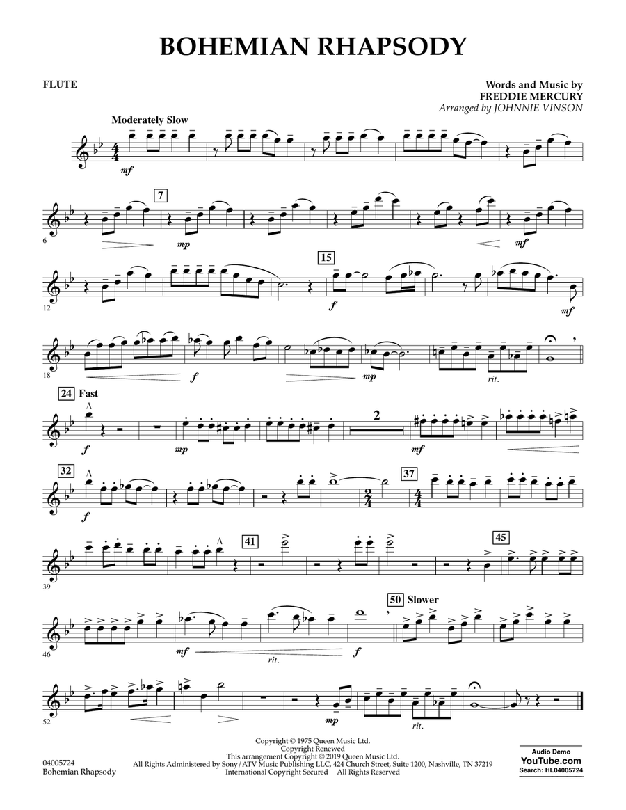 Bohemian Rhapsody (arr. Johnnie Vinson) - Flute Concert Band scores gallery preview page 1