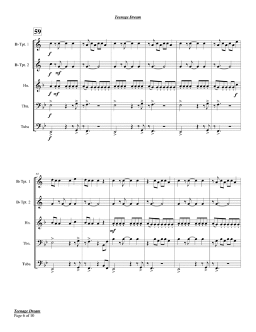 Teenage Dream Chamber Music scores gallery preview page 6