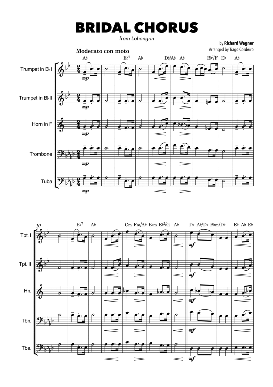 Bridal Chorus Brass Quintet scores gallery preview page 1