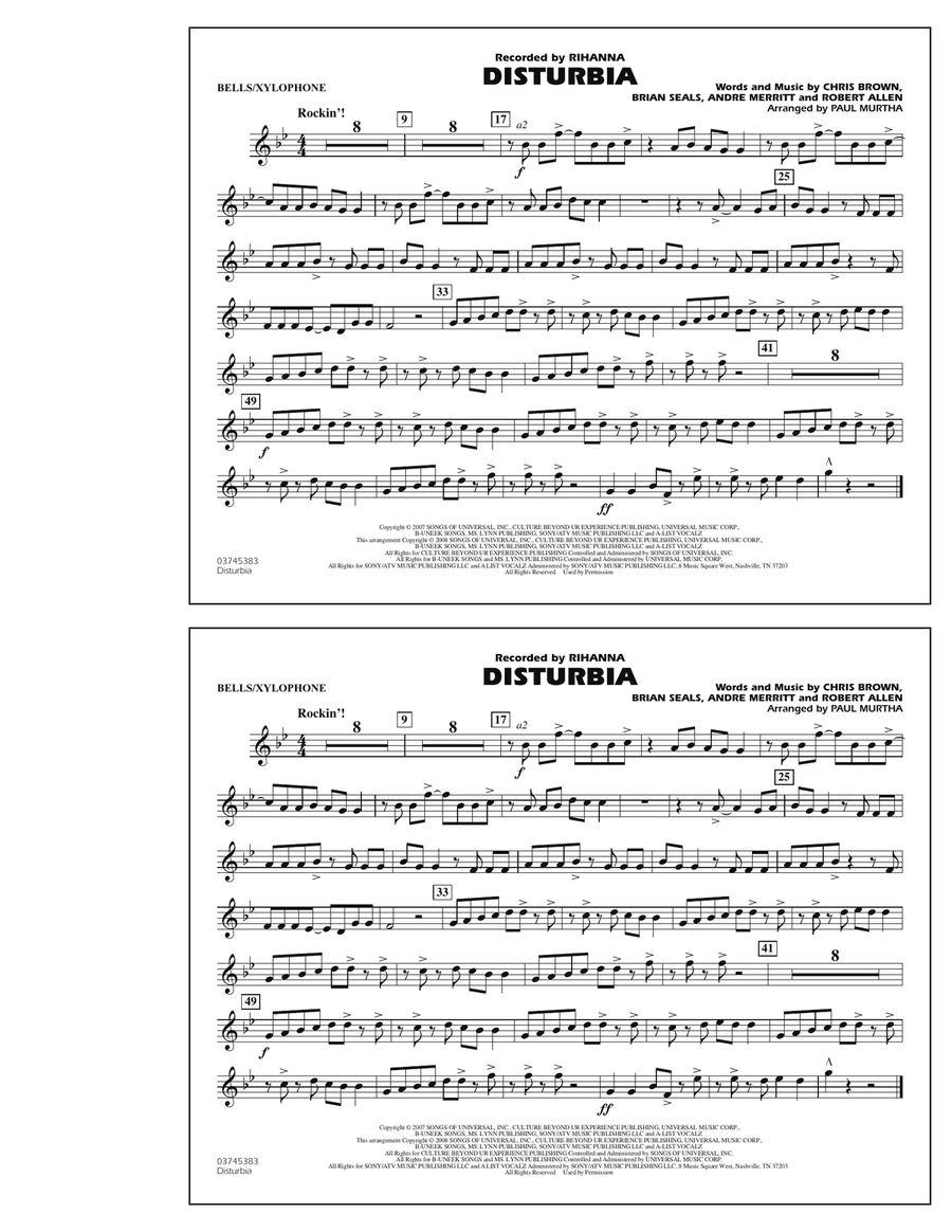 Disturbia - Bells/Xylophone Marching Band scores gallery preview page 1
