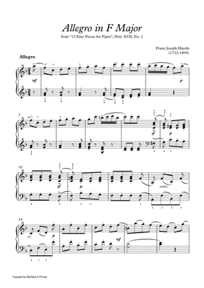 Allegro in F Major (Hob. XVII, No. 2) by Haydn