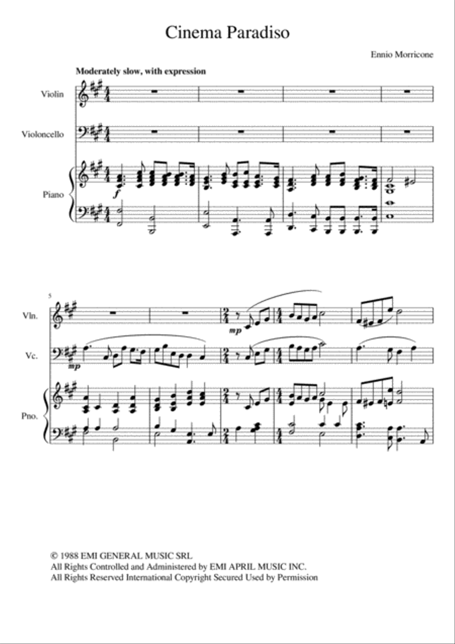 Cinema Paradiso Cinema Paradiso Piano Trio scores gallery preview page 1
