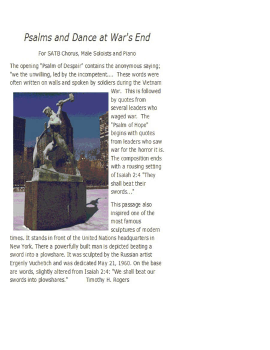 Psalms and Dance at War's End Choir scores gallery preview page 1