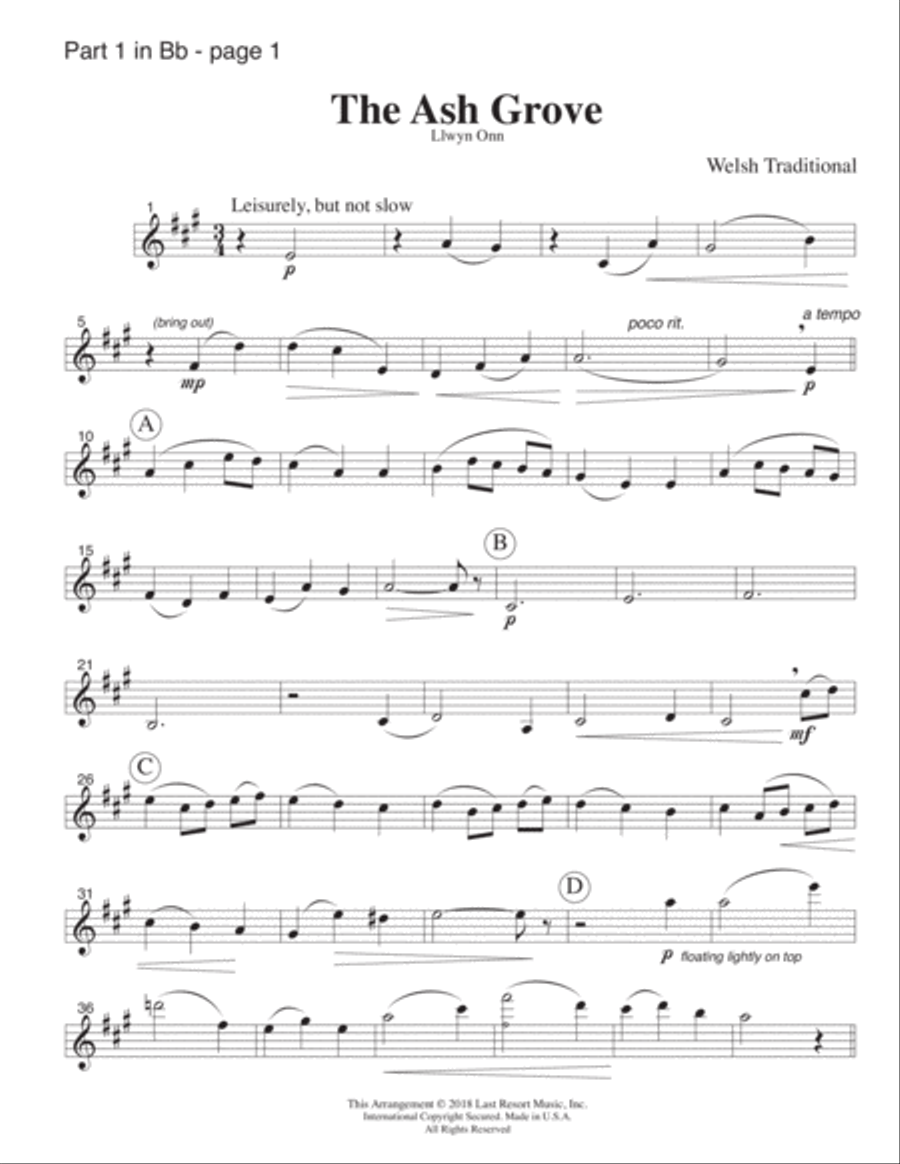 The Ash Grove for String Trio (or Mixed Trio) Woodwind Trio scores gallery preview page 6