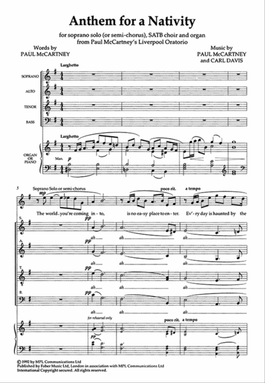 Anthem for a Nativity (from the Liverpool Oratorio) 4-Part scores gallery preview page 1