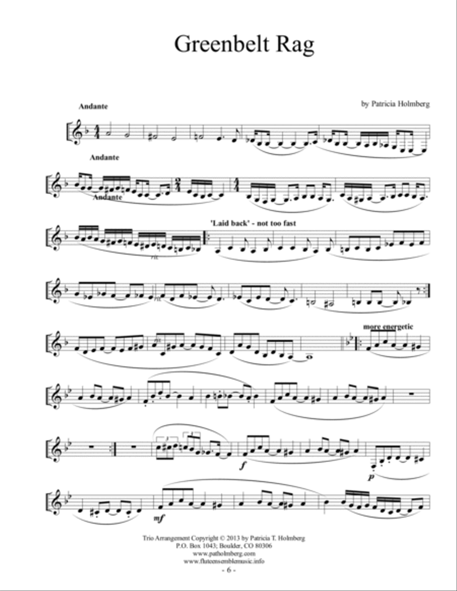Boulder Rags, Arr. for Flute, Clarinet and Bassoon CLARINET PART Bassoon scores gallery preview page 6