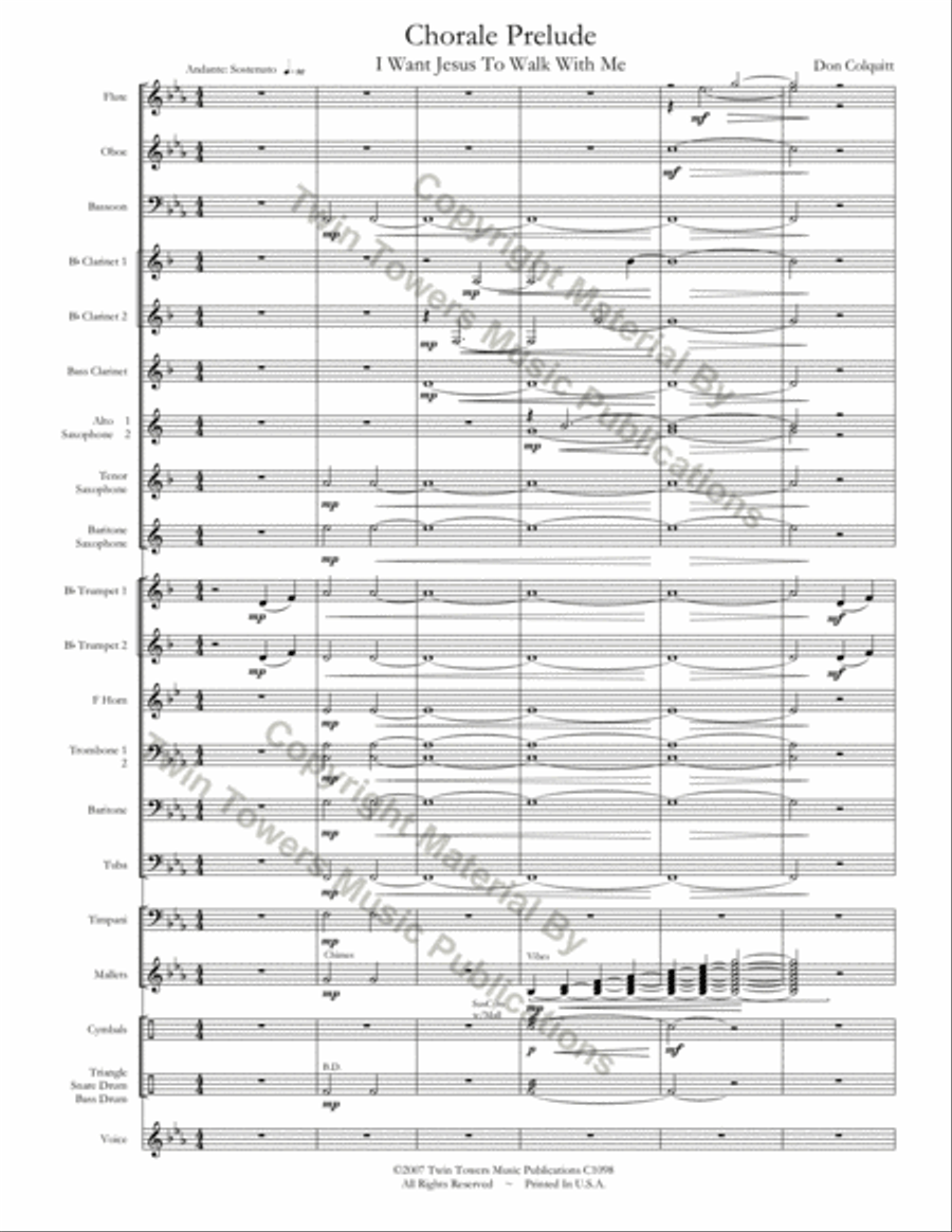 Chorale Prelude: I Want Jesus To Walk With Me Concert Band scores gallery preview page 4