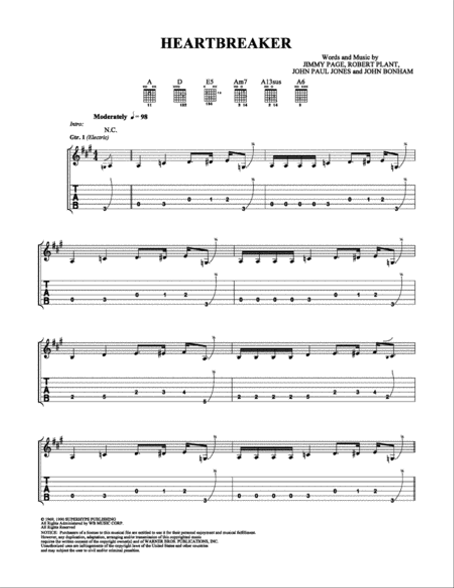 Heartbreaker Heartbreaker Easy Guitar scores gallery preview page 1